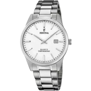 Elegant Festina F20511/2 Men's Classic Silver Steel Watch