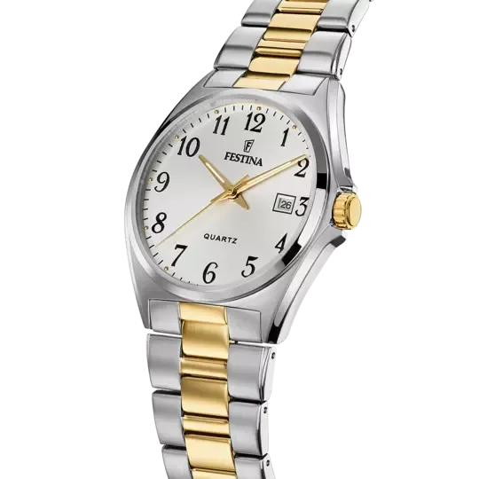 Elegant Festina F20554/1 Men's Watch with Classic White Dial and Sophisticated Stainless Steel Strap