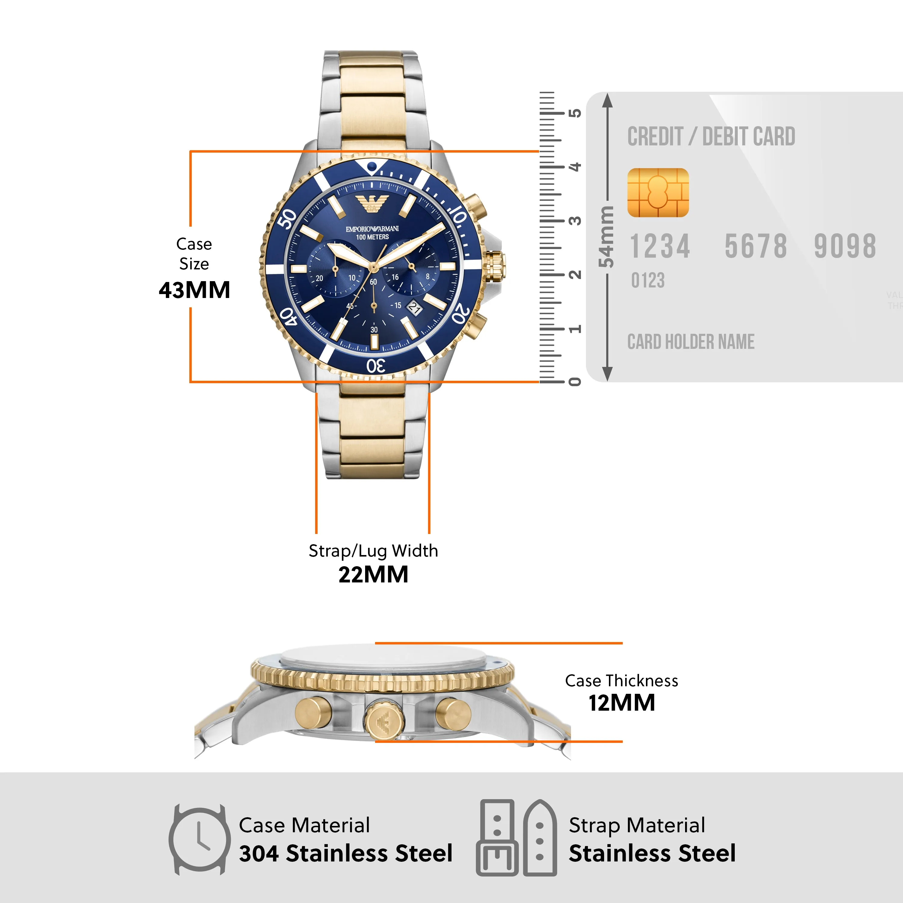 Emporio Armani Elegance Blue Dial Dual-Tone Chronograph Watch AR11362