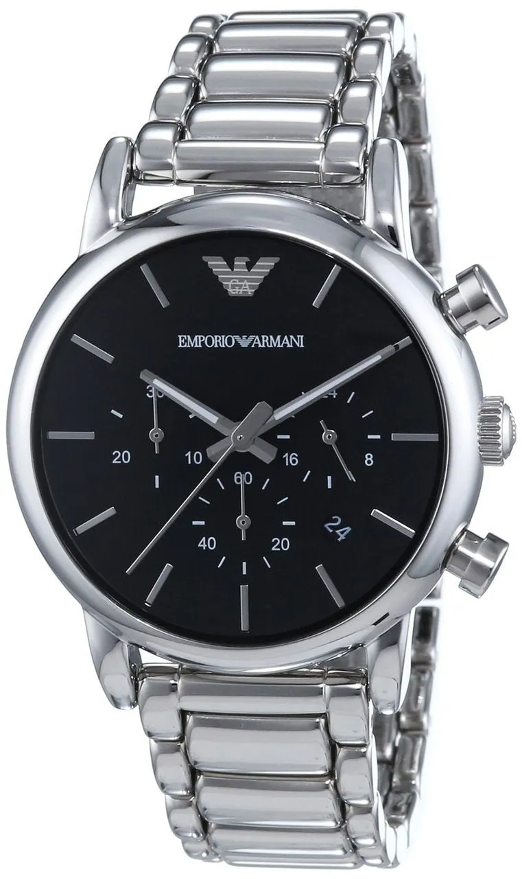Emporio Armani LUIGI Men's Stainless Steel Chronograph Black Dial Watch
