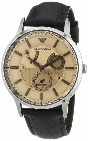 Emporio Armani Men's Automatic Watch Brown Leather Champagne Dial AR4660