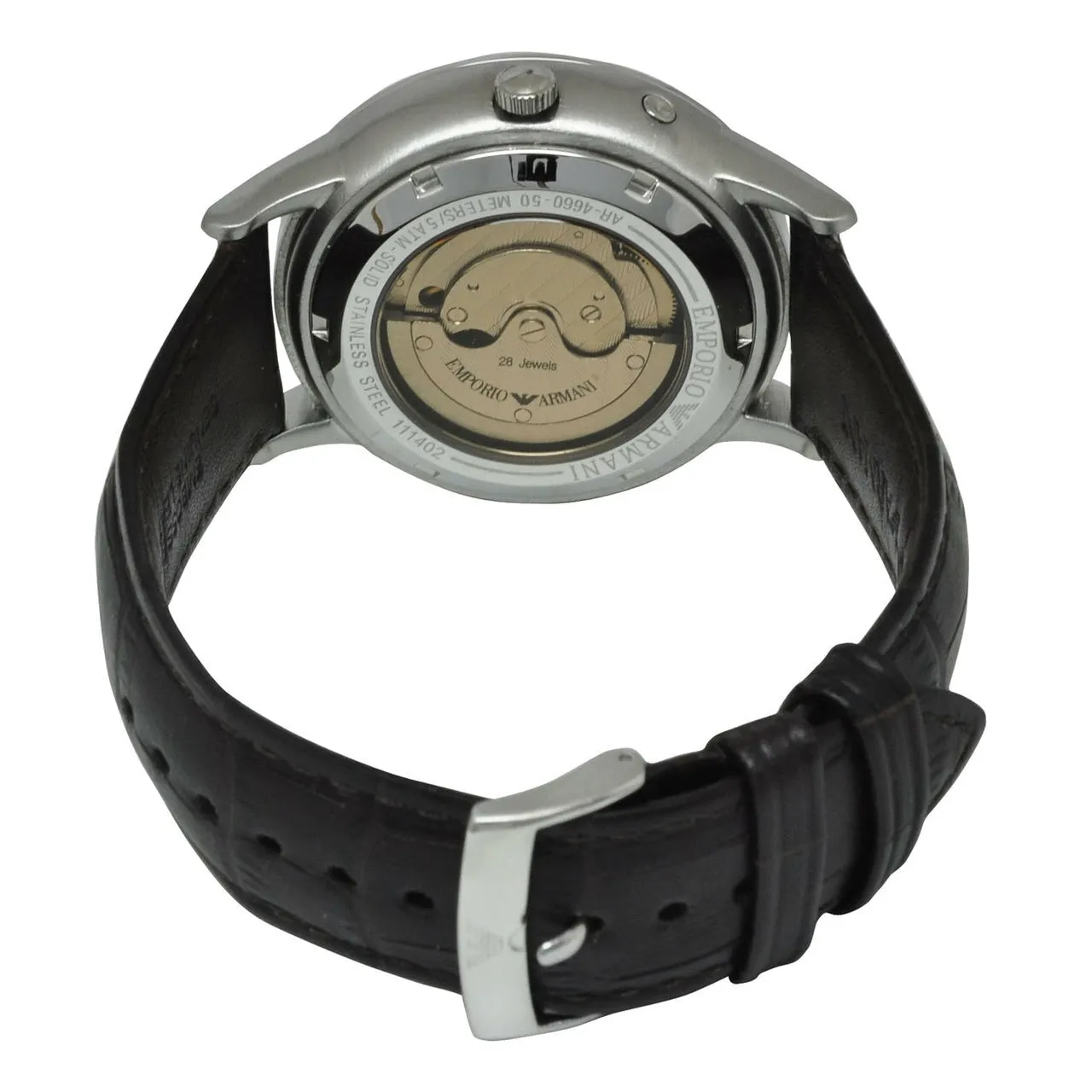 Emporio Armani Men's Automatic Watch Brown Leather Champagne Dial AR4660