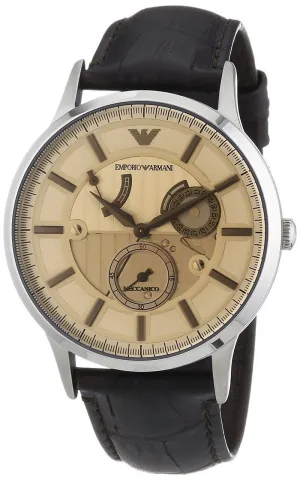 Emporio Armani Men's Automatic Watch Brown Leather Champagne Dial AR4660