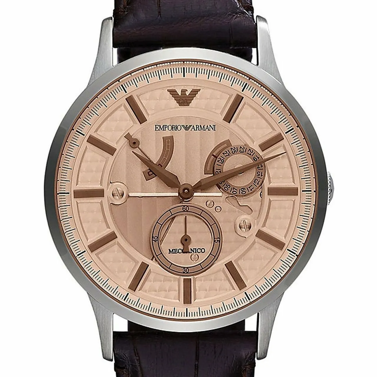 Emporio Armani Men's Automatic Watch Brown Leather Champagne Dial AR4660