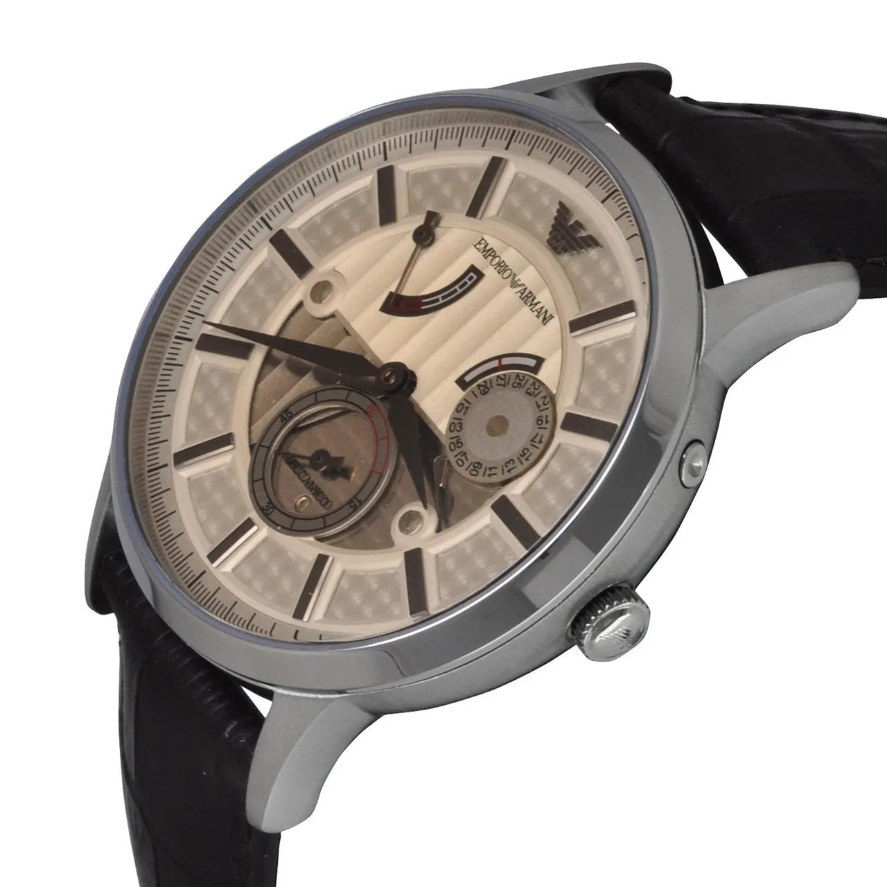 Emporio Armani Men's Automatic Watch Brown Leather Champagne Dial AR4660
