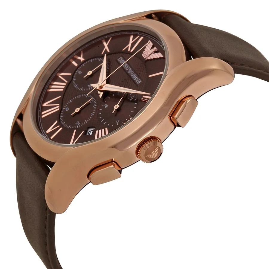 Emporio Armani Men's Quartz Analog Watch with Brown Leather Band AR1701