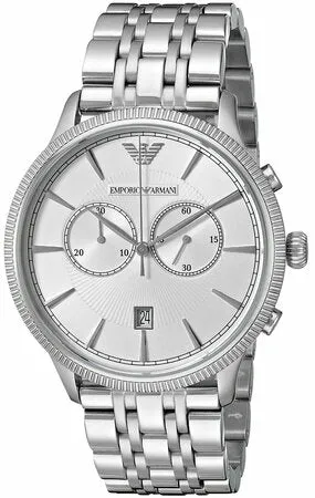 Emporio Armani Men's Silver Dial Quartz Chronograph Watch 1247A