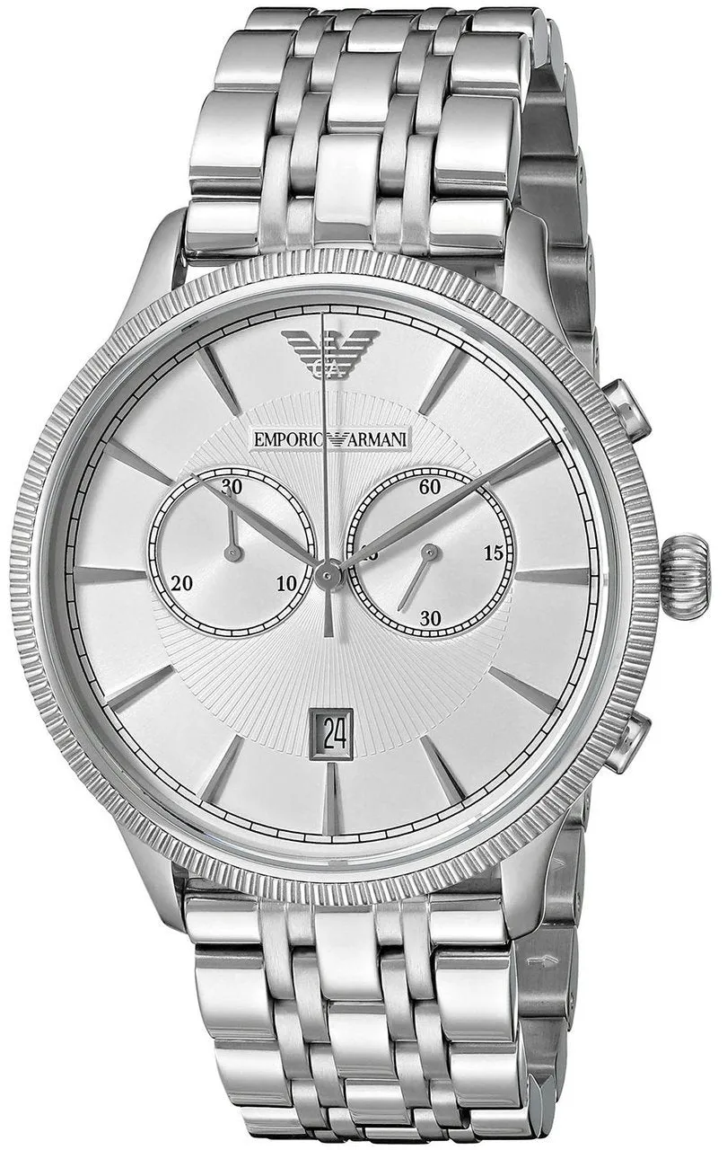 Emporio Armani Men's Silver Dial Quartz Chronograph Watch 1247A