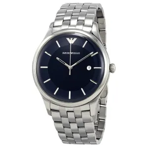 Emporio Armani Men's Stainless Steel Watch with Blue Dial and Date Display