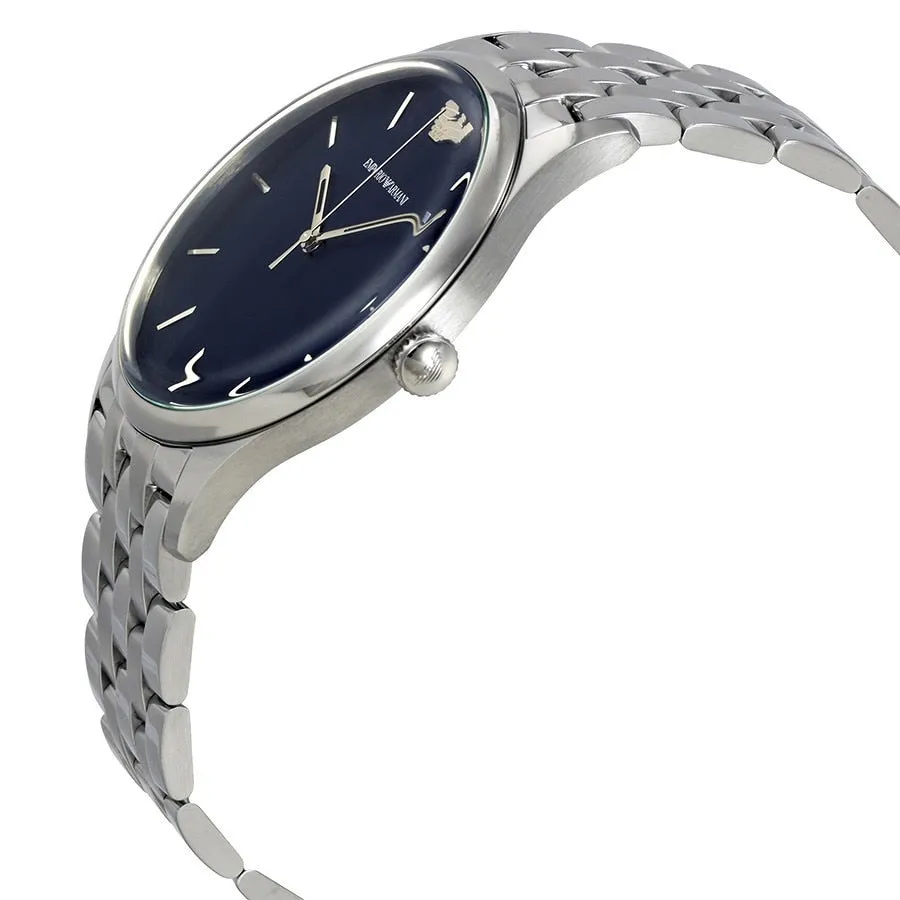 Emporio Armani Men's Stainless Steel Watch with Blue Dial and Date Display