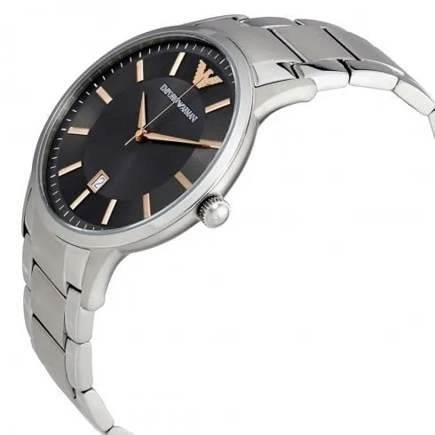 Emporio Armani Men's Stainless Steel Watch with Grey Dial and Date Display