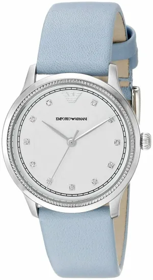 Emporio Armani Women's Blue Leather Crystals Watch AR1914