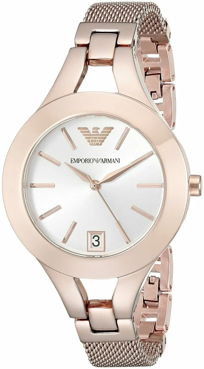 Emporio Armani Women's Rose Gold Silver Dial Watch AR7400