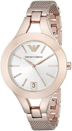 Emporio Armani Women's Rose Gold Silver Dial Watch AR7400