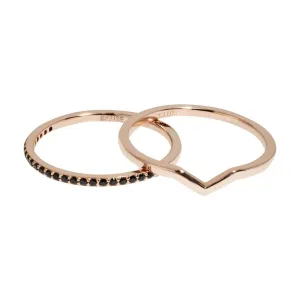 Ensemble de bagues CLUSE Essentielle Rose Gold Chevron and Black Crystal CLJ40004