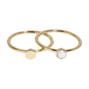 Ensemble de bagues CLUSE Idylle Gold Solid and Marble Hexagon CLJ41001