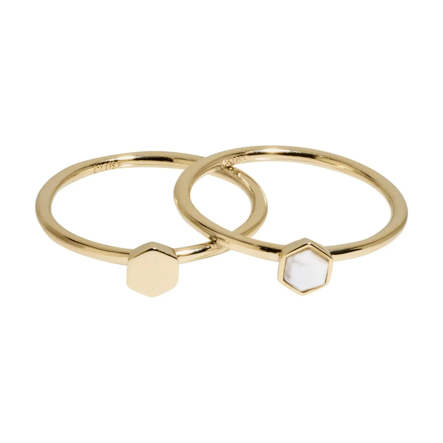 Ensemble de bagues CLUSE Idylle Gold Solid and Marble Hexagon CLJ41001