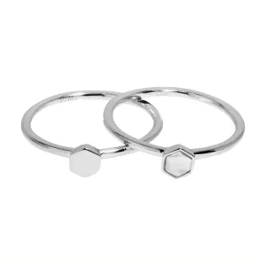 Ensemble de bagues CLUSE Idylle Silver Solid and Marble Hexagon CLJ42001