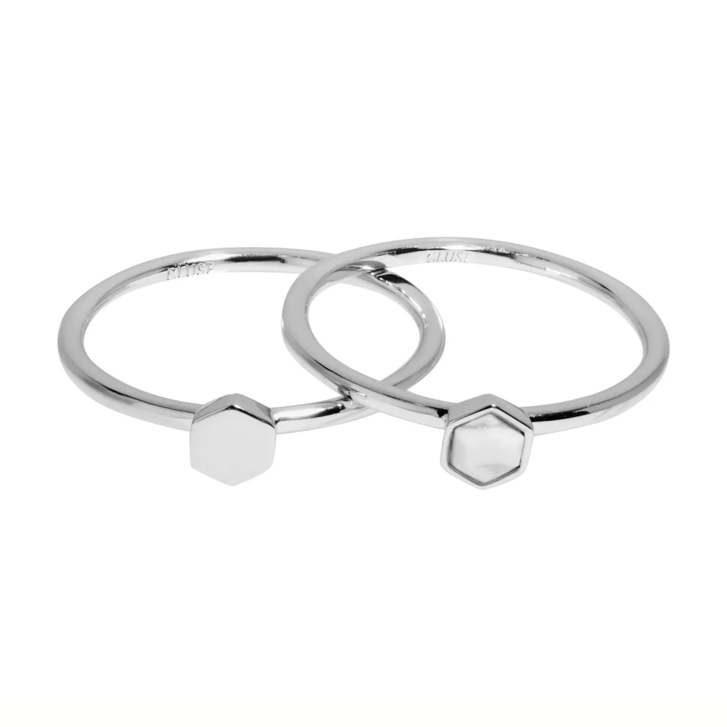 Ensemble de bagues CLUSE Idylle Silver Solid and Marble Hexagon CLJ42001