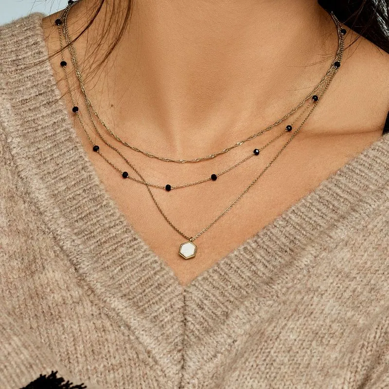 Ensemble de colliers CLUSE Gold avec cristaux noirs CLJ21007