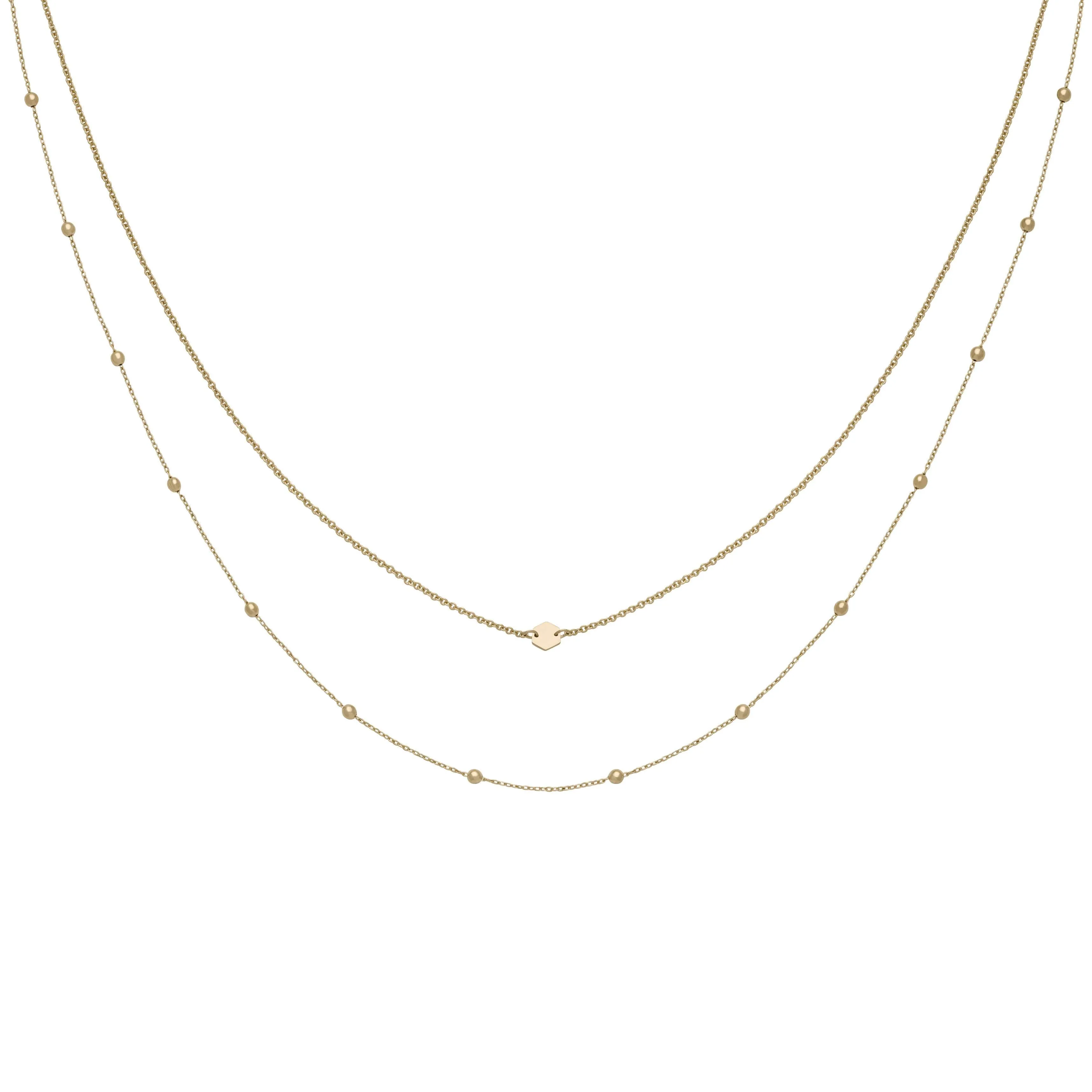 Ensemble de colliers CLUSE Gold Double Chain Petite Hexagon CLJ21004
