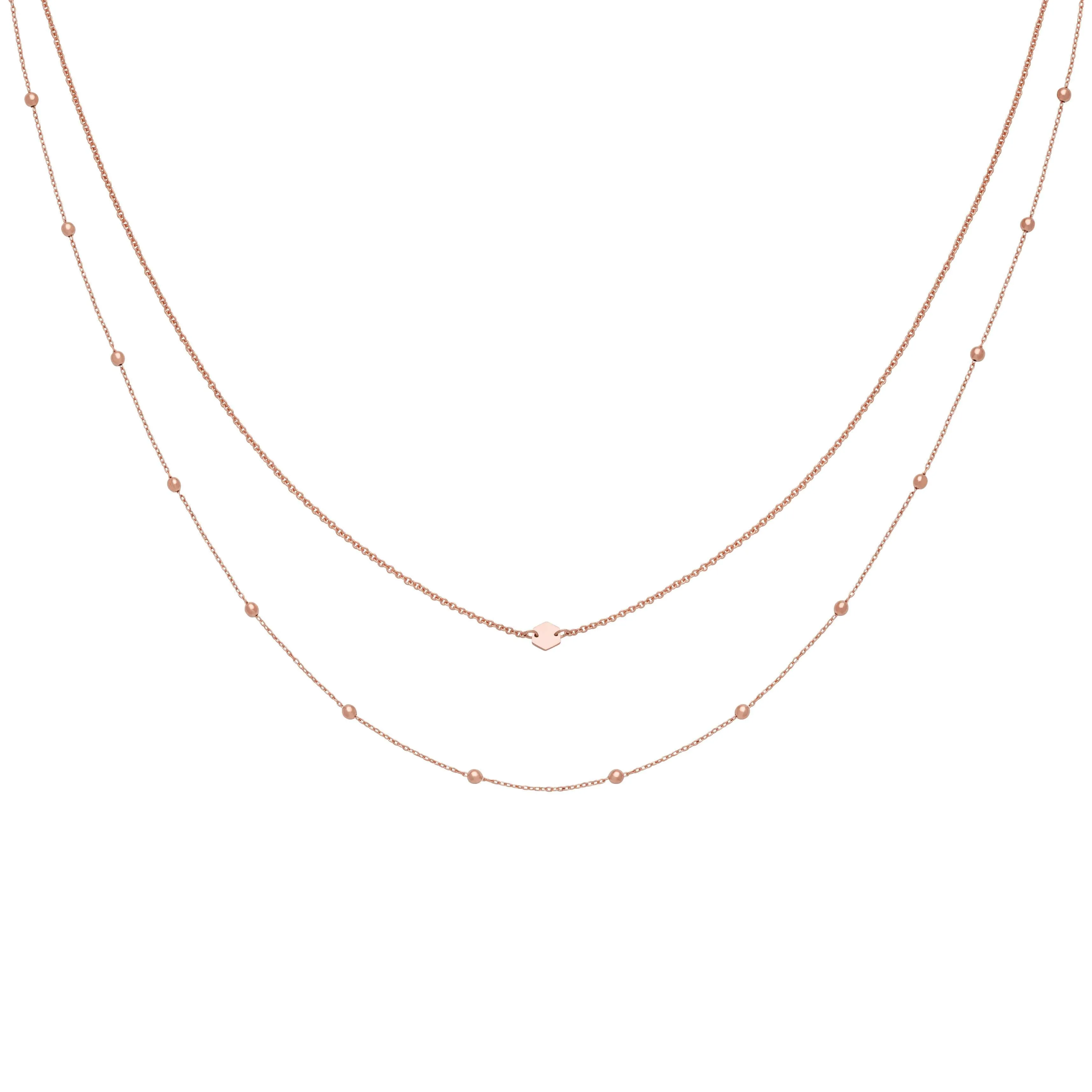 Ensemble de colliers CLUSE Rose Gold Double Chain Petite Hexagon CLJ20004