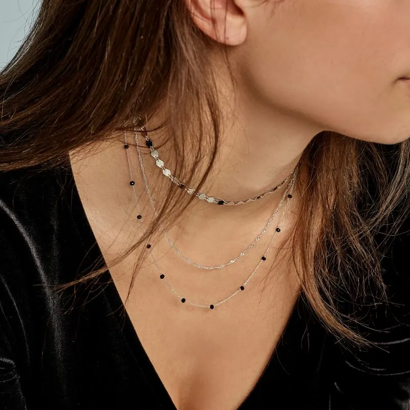 Ensemble de colliers CLUSE Silver avec cristaux noirs CLJ22007