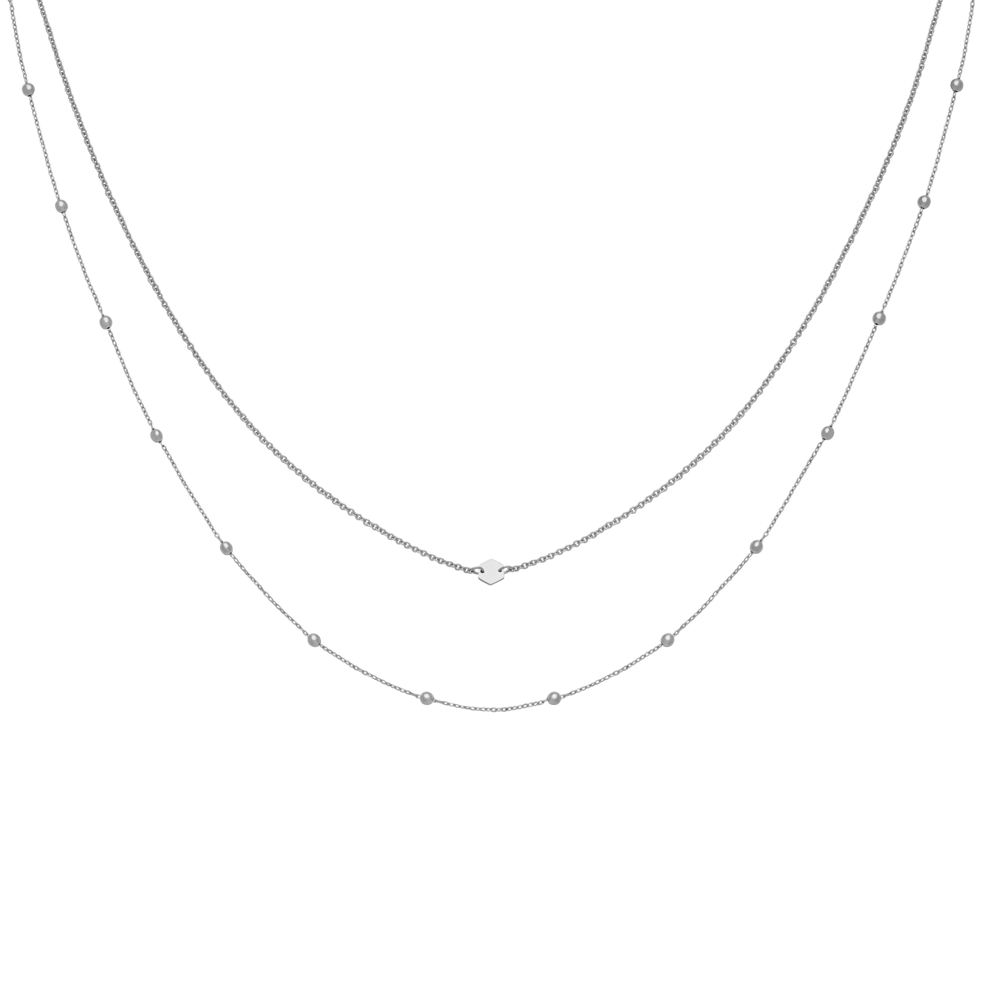 Ensemble de colliers CLUSE Silver Double Chain Petite Hexagon CLJ22004