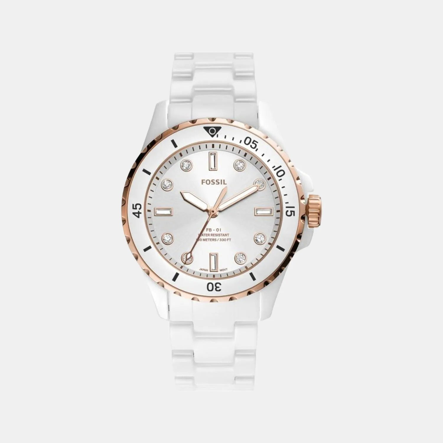 FB-01 Women Quartz White Dial Analog Ceramic Watch CE1107