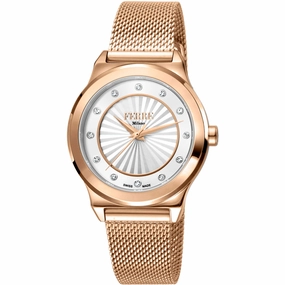 Ferre Milano Women's Watch - Classic White Dial Rose Gold Bracelet | FM1L125M0261