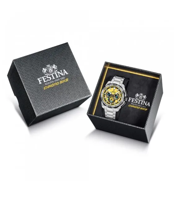 Festina Chrono Bike Yellow Dial Stainless Steel Strap Watch F20724/4