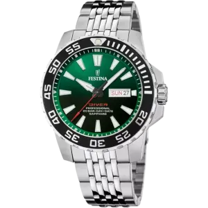 Festina Green Dial Stainless Steel Bracelet Men's Watch F20661/2