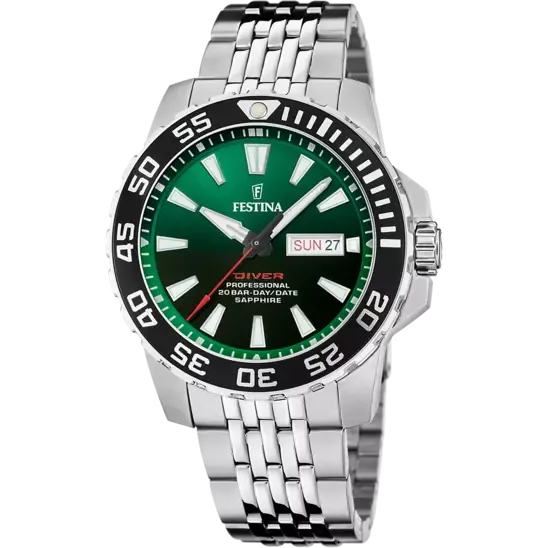 Festina Green Dial Stainless Steel Bracelet Men's Watch F20661/2
