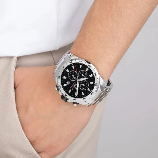 Festina Men's Classic Chronograph Watch with Black Dial and Stainless Steel Band F20463/4