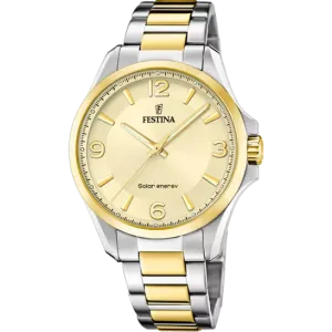 Festina Solar Energy Gold Dial Stainless Steel 316L Men's Watch F20657/2