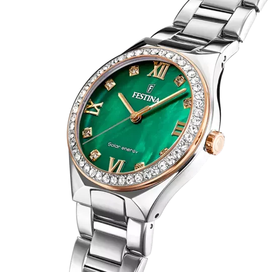 Festina Solar Energy Green Dial Stainless Steel 316L Women's Watch F20658/3