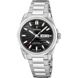 Festina Swiss Made Black Dial Stainless Steel Watch f20073/5
