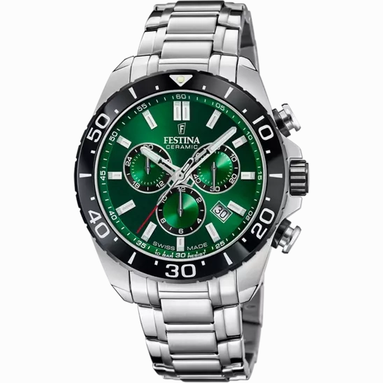 Festina Swiss Made Green Dial Stainless Steel Bracelet Men's Watch F20042/3