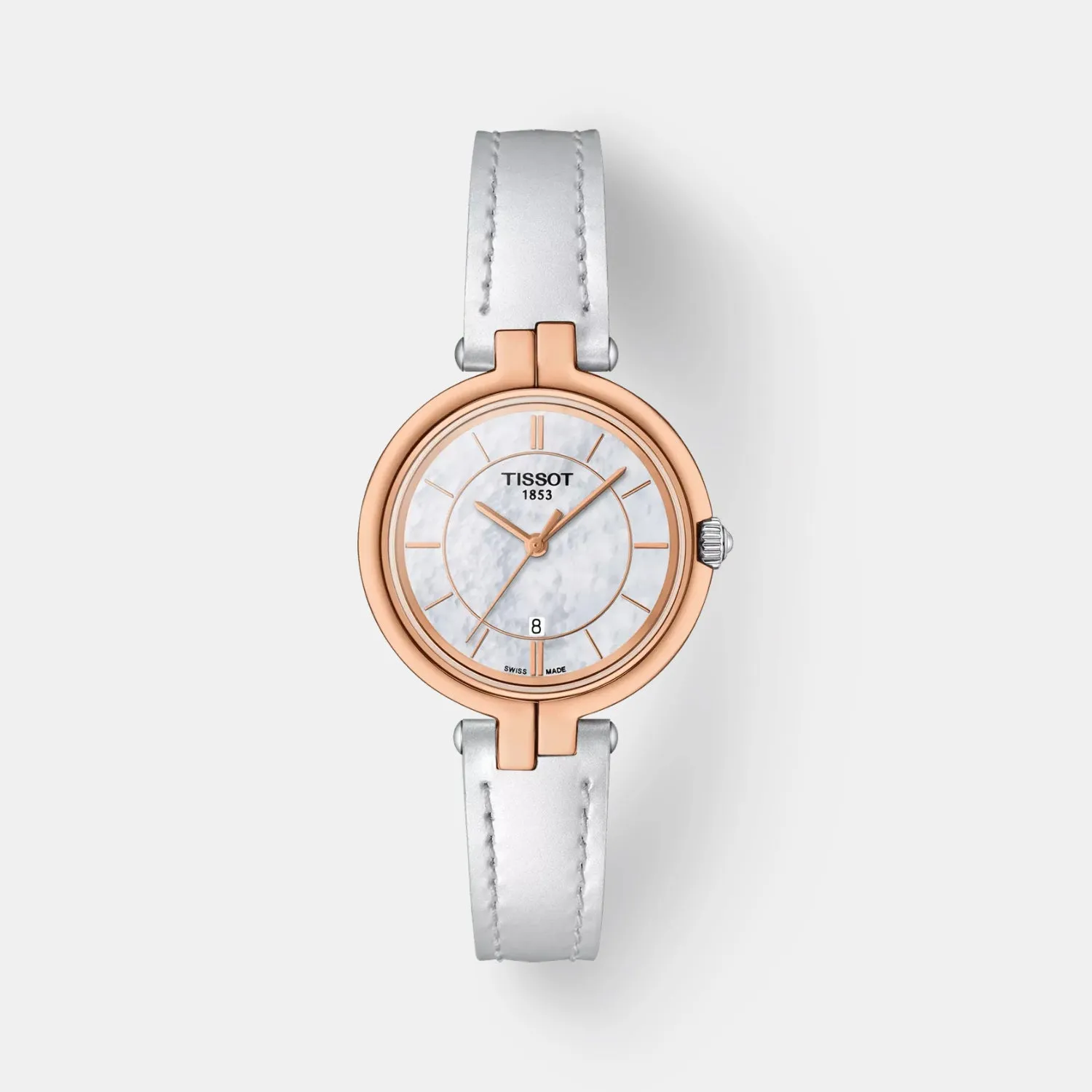 Flamingo T-Lady Women Analog White Mother-Of-Pearl Dial Quartz Leather Watch T0942102611101