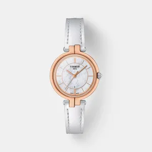 Flamingo T-Lady Women Analog White Mother-Of-Pearl Dial Quartz Leather Watch T0942102611101