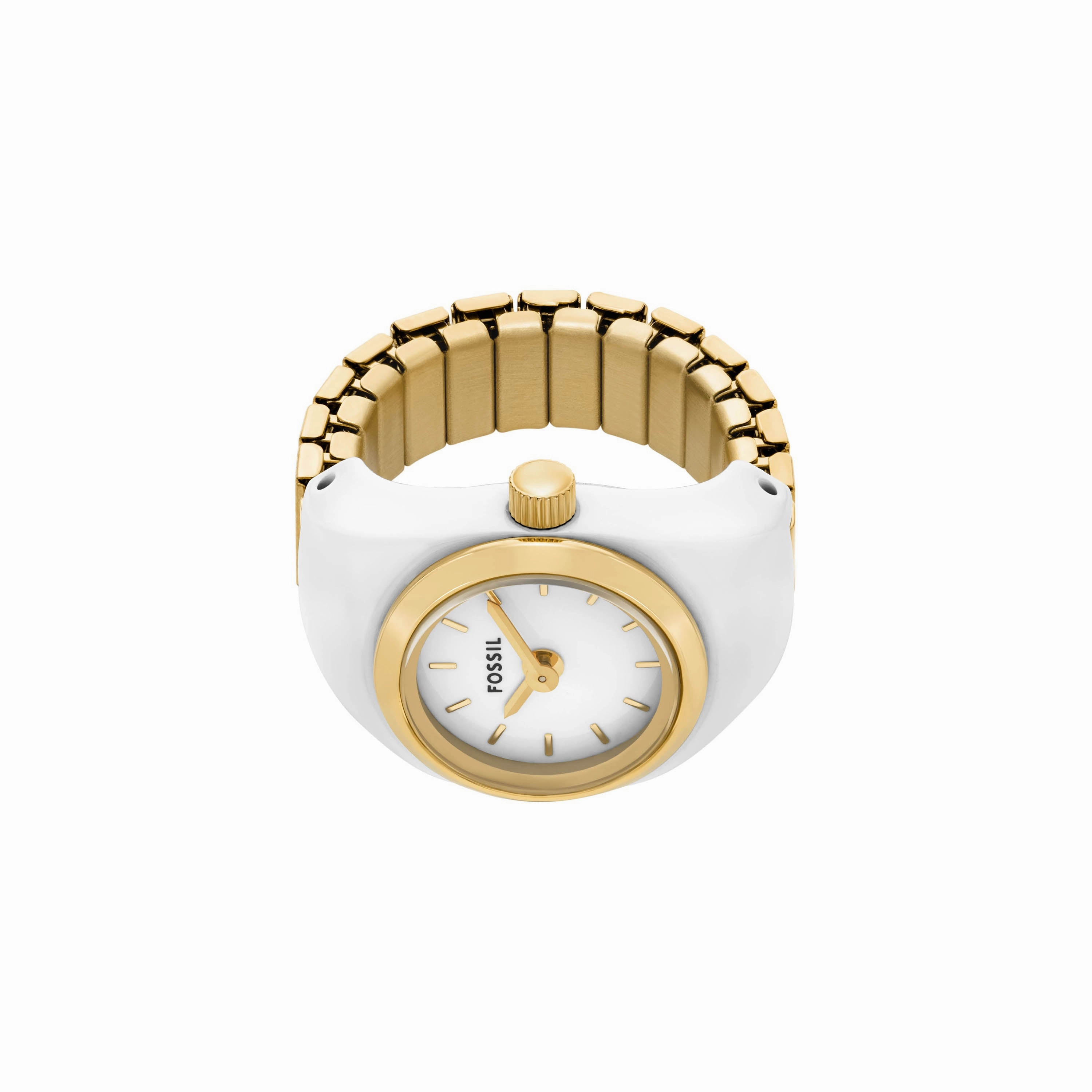 Fossil Two-Hand Gold Stainless Steel Ring Watch ES5412