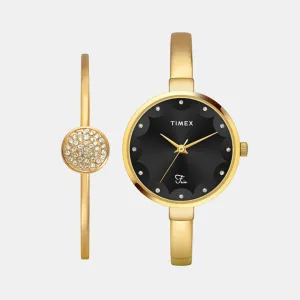 Fria Women Quartz Black Dial Analog Brass Watch with Bracelet TWEL18501
