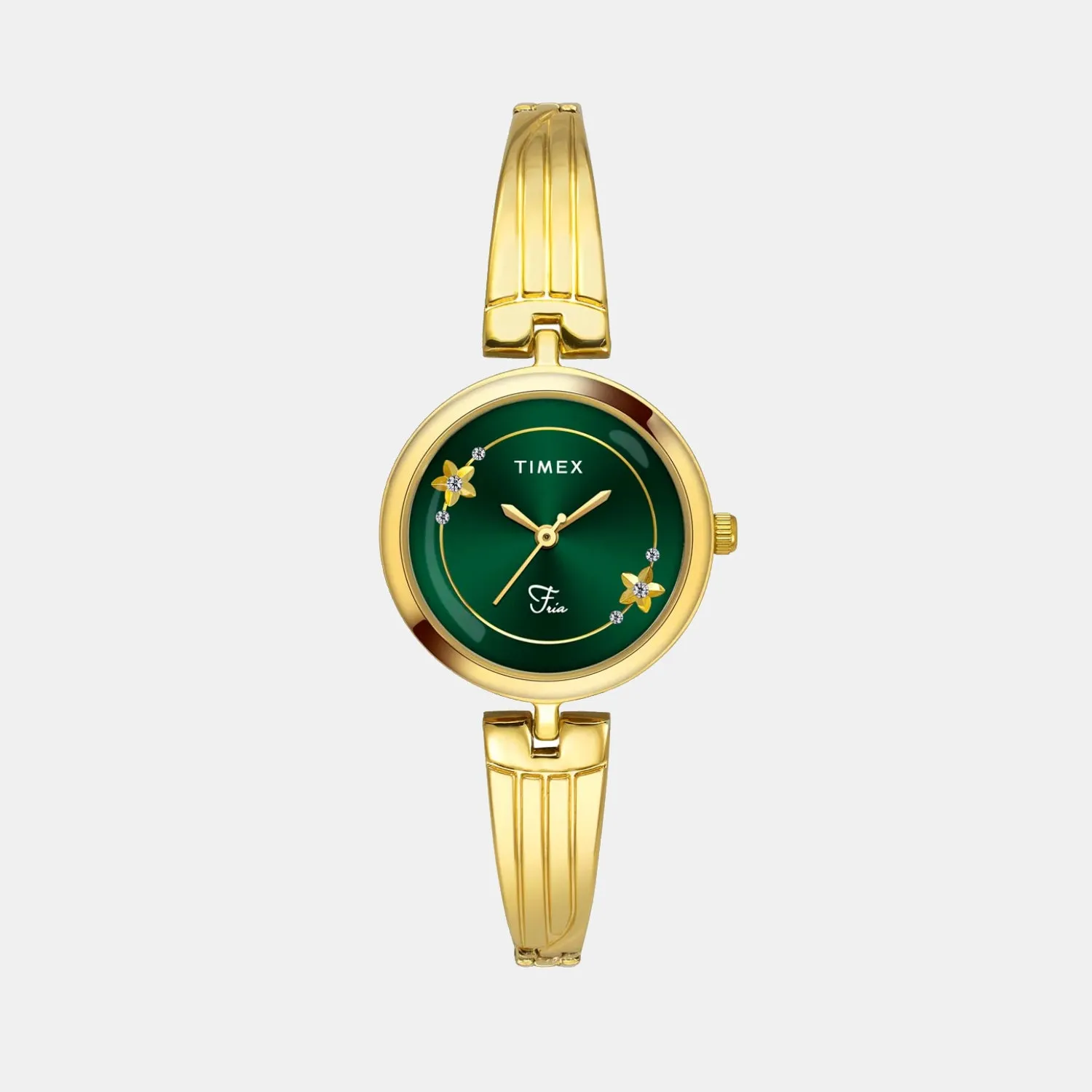 Fria Women Quartz Green Dial Analog Brass Watch TWEL19801