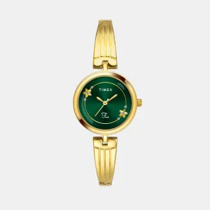 Fria Women Quartz Green Dial Analog Brass Watch TWEL19801