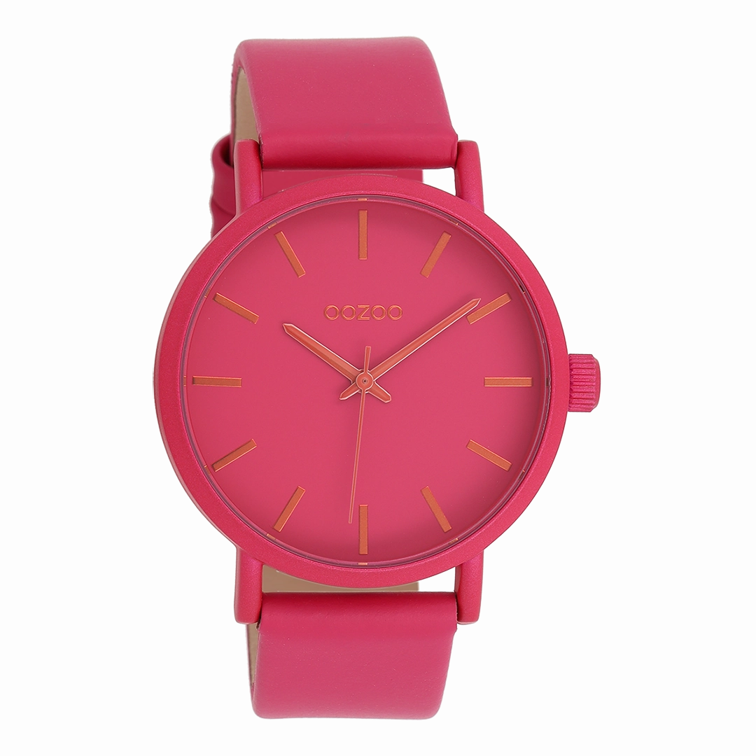 Fuchsia OOZOO watch with leather strap - C11178