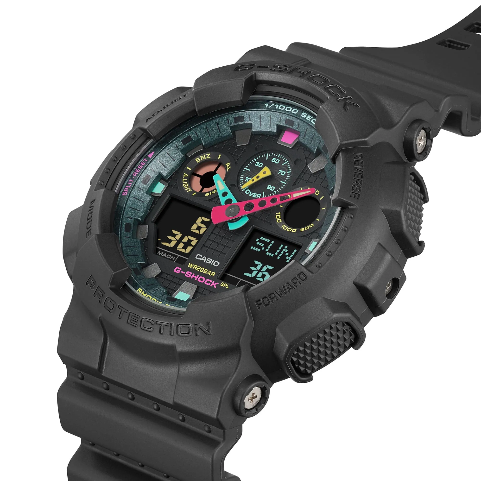 G-Shock Analog Digital DUO Multi-Fluro Black Resin Band Watch GA100MF-1A