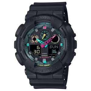 G-Shock Analog Digital DUO Multi-Fluro Black Resin Band Watch GA100MF-1A