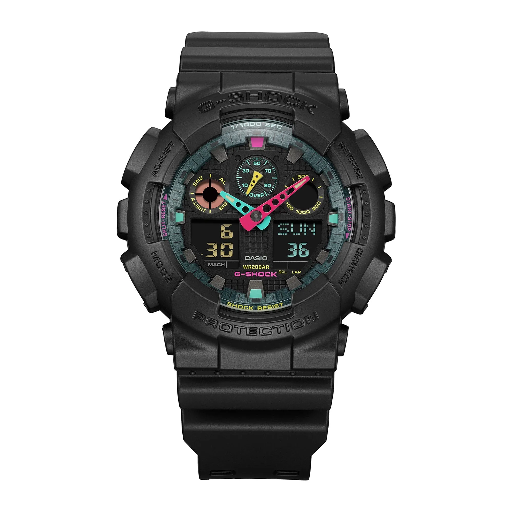 G-Shock Analog Digital DUO Multi-Fluro Black Resin Band Watch GA100MF-1A