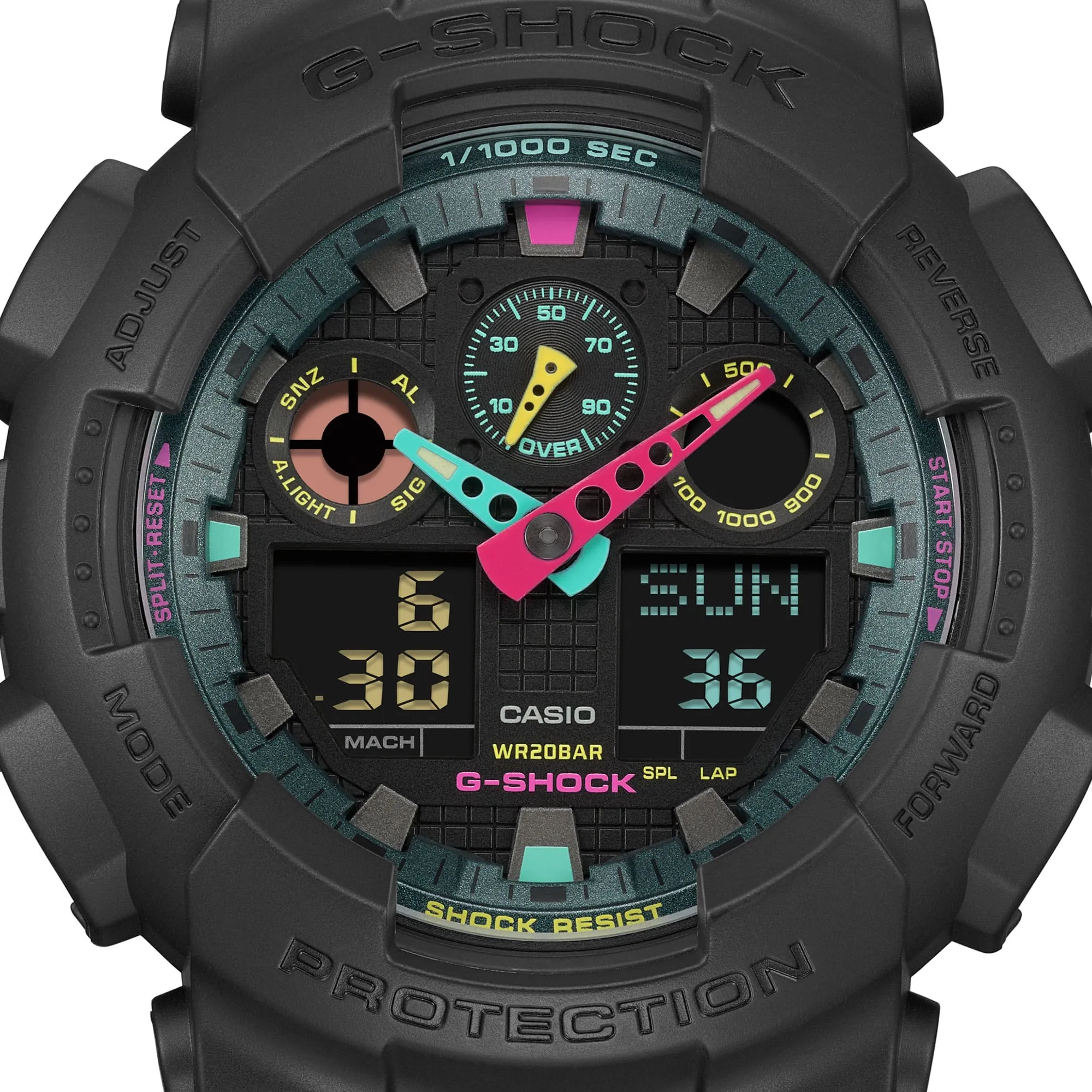 G-Shock Analog Digital DUO Multi-Fluro Black Resin Band Watch GA100MF-1A