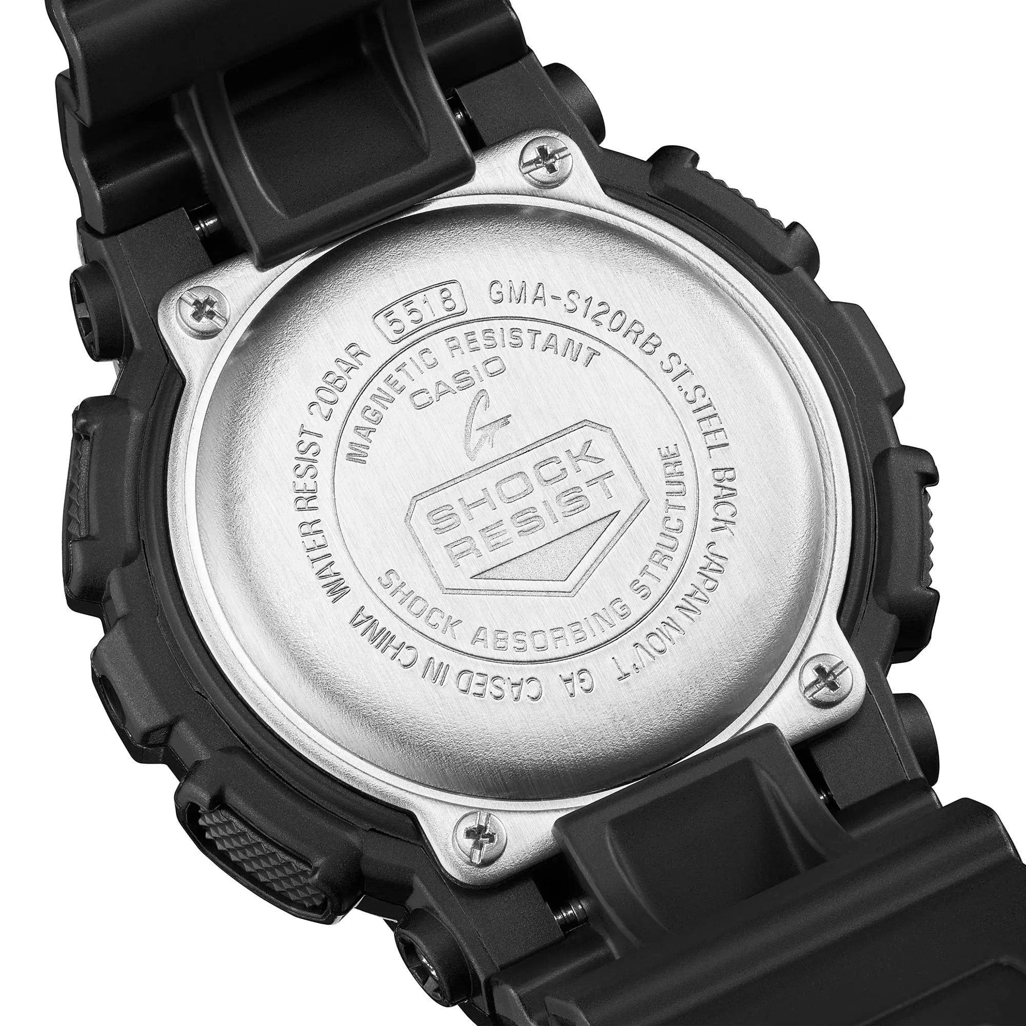 G-Shock Analog-Digital Pink Dial Black Resin Band Watch GMAS120RB-1A